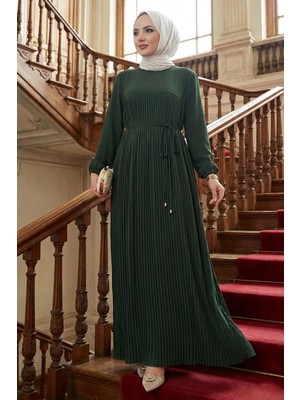 Robalı Piliseli Ayrobin Elbise Haki HM2872