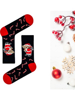 Carnaval Socks Noel Ayıcık Desenli Unisex Yılbaşı Soket Çorap