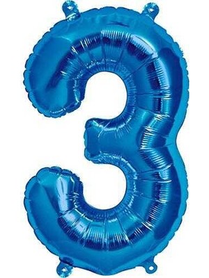 BenimMarifetlerim 3 Rakamı Mavi Folyo Balon 40 Inch 90 cm