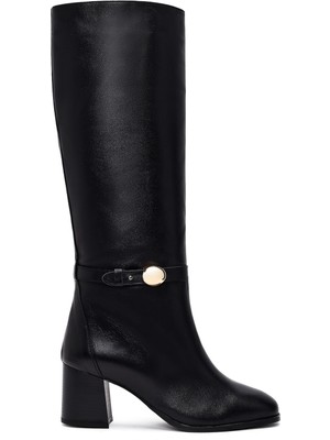 Derimod Kadın Siyah Kalın Topuklu Deri Çizme 25WFD163518