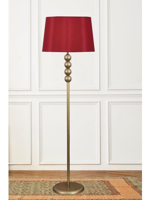 Taşcan Aydınlatma Lyon Eskitme Toplu Metal Ayaklı Lambader Bordo Şapka Modern , Oturma Odası ,yatak Odası , Salon Lambader