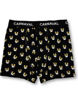 Carnaval Socks Carnaval Bira Desenli Premium Pamuklu Erkek Boxer -Siyah  Renkli