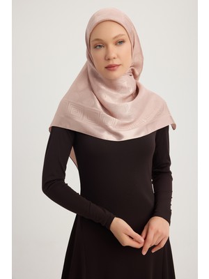 A1111 Jakarlı Parlak Saten Eşarp 110X110CM - Somon
