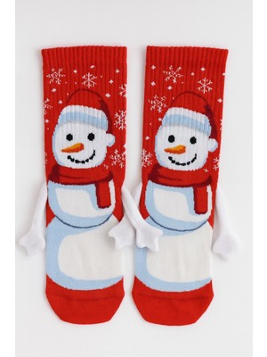 Carnaval Socks El Ele Tutuşan Kardan Adam Desenli Yılbaşı Çorabı