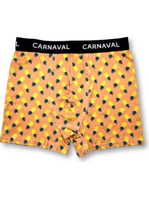 Carnaval Socks Carnaval Ananas Desenli Premium Pamuklu Erkek Boxer -Turuncu Renkli