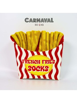 Carnaval Socks Unisex Hediye Patates Kızartması Kutusu Çorap - French Fries Desenli Pamuk Çorap - Fries Socks Box
