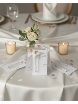 Candles Flame 10 Adet Kartlı Cam Şişe Kolonya Nikah, Nişan, Söz, Düğün Hediyesi Hatıralık