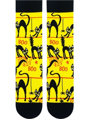 Carnaval Socks Kedi Desenli Unisex Sarı Renkli Soket Çorap