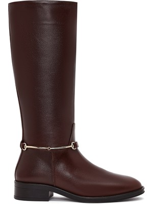 Derimod Kadın Kahverengi Aksesuarlı Deri Çizme 25WFD511018