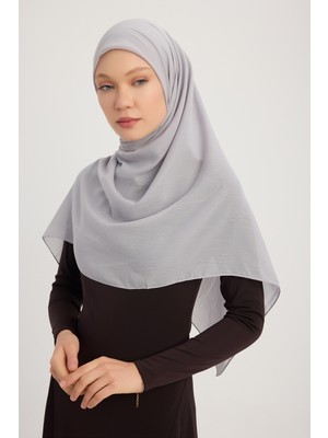 A2801 Büyük Şifon Eşarp 120X120 - Gümüş