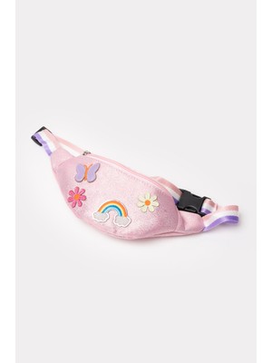 İcone Bag Kız Çocuk Kelebek, Çicek Detaylı Fermuarlı Bel Çantası, Çocuk Bel Çantası