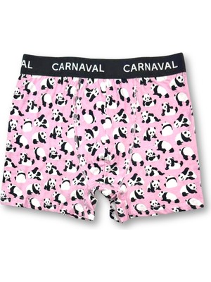 Carnaval Socks Carnaval Panda Desenli Premium Pamuklu Erkek Boxer -Pembe Renkli