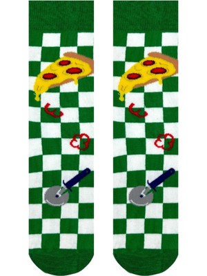Carnaval Socks Pizza Dilimi Desenli Damalı Soket Çorap
