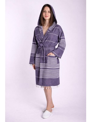 Mira Home Kapüşonlu Kadın / Erkek Peştemal Bornoz Soft %100 Pamuklu Natural