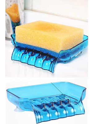 Gampus Su Giderli Yeni Nesil Vakumlu Katı Sabunluk Süngerlik Mutfak Banyo Oluklu Sünger Tutucu
