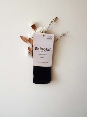 Ekinoks Düz Renk Dikişsiz Termal Unısex Çocuk Külotlu Çorap - RYZEÇ022 - Siyah - 1 - 2  Yaş Siyah