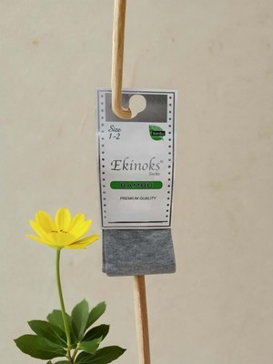 Ekinoks Düz Renk Dikişsiz Bambu Unısex Çocuk Külotlu Çorap - RYZEÇ021 - Gri - 1 - 2  Yaş Gri