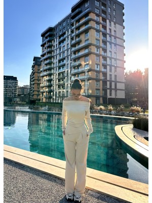 Lobolic Kadın Şık Uzun Kollu Bluz ve Pantolon Takım