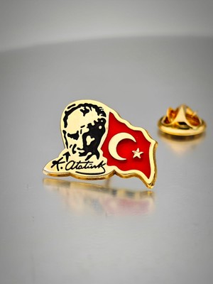 Yörük Tasarım Atatürk&bayrak Yaka Rozeti Altın Kaplama