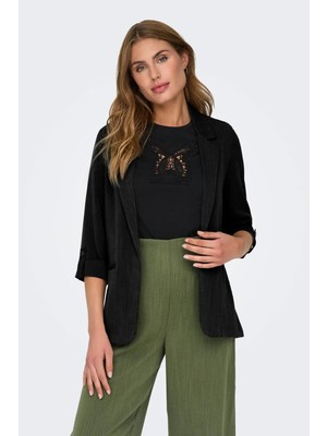 Only Kadın Onlmarsa Ön Cep Detaylı Uzun Rahat Kalıp Ceket 15308084 Siyah