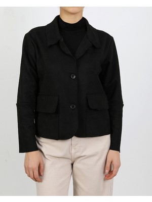 Vellichor Süet Kadın Ceket-Siyah