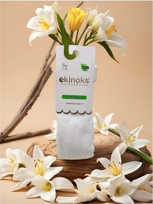 Ekinoks Düz Renk Dikişsiz Bambu Unısex Çocuk Külotlu Çorap - RYZEÇ021 - Ekru - 1 - 2  Yaş Ekru