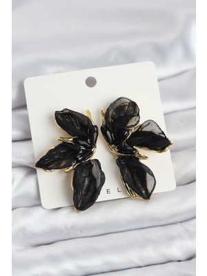 Getittir Lotus Model Siyah Renk Tüllü Kadın Küpe - Lisinya