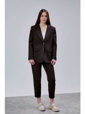 Bolivente Acı Kahve Kruvaze Regular Blazer Takım