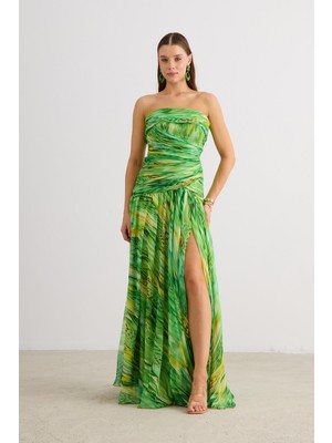 Carmen Kadın Straplez Empirme Abiye Elbise 58593 Yeşil