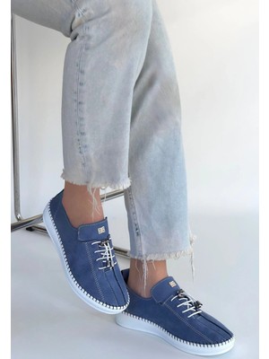 Combin Warte Mavi Süet Bağcıklı Spor Ayakkabı