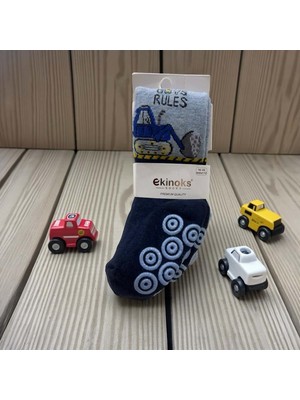 Ekinoks Iş Makinesi Desenli Dikişsiz Kaymaz Taban Koton Erkek Çocuk Külotlu Çorap - RYZEÇ012 - Mavi - 3 - 4 Yaş Mavi