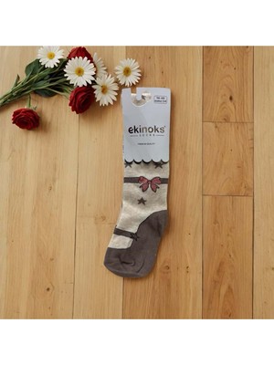 Ekinoks Fiyonk Desenli Dikişsiz Koton Kız Çocuk Külotlu Çorap - RYZEÇ013 - Bej - 3 - 4 Yaş Bej