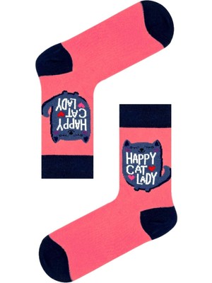 Carnaval Socks Socks Happy Cat Lady Kedi Desenli Renkli Soket Çorap