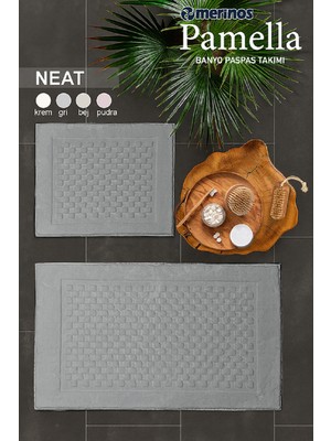 Merinos Pamella 2 Li Banyo Paspas Takımı Neat Gri