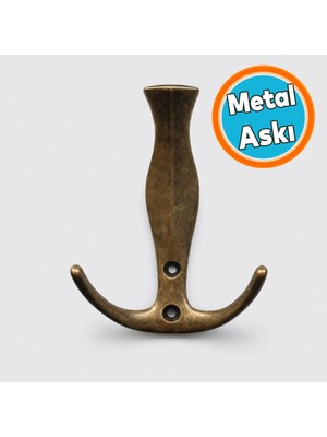 Nzb Portmanto Askı Metal Antik Sarı Dekoratif Duvar Askılığı Ev Ofis Montajlı Askılık Modeli