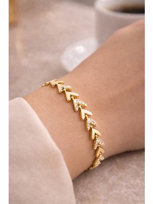 Premium Taş Detaylı Xuping Altın Renk Çelik Bileklik – Zarif & Lüks Tasarım