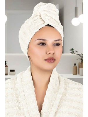 Elart Soft Havlu Saç Kurulama Bonesi Krem