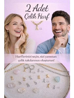 Sacce Scarves & Accessories 2 Adet Çelik Harf Charm (Gold & Silver)