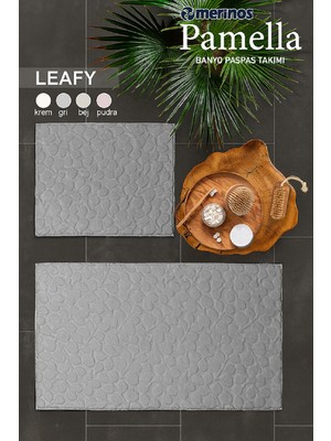 Merinos Pamella 2 Li Banyo Paspas Takımı Leafy Gri