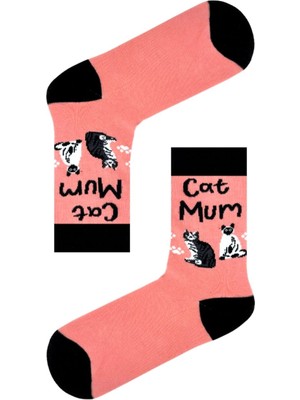 Carnaval Socks Cat Mum Yazılı Renkli Soket Çorap