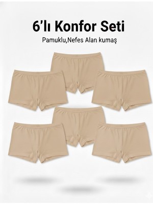 Woan Bayan Boxer 6’lı Set Pamuklu ve Nefes Alan Konfor Iç Giyim