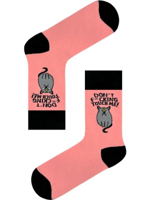 Carnaval Socks Don\'t Fu.king Touch Me Kedi Tasarım Renkli Soket Çorap