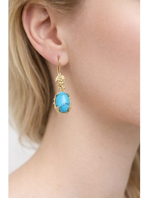 Feyz Tasarım Etnik Motifli Turkuaz Küpe