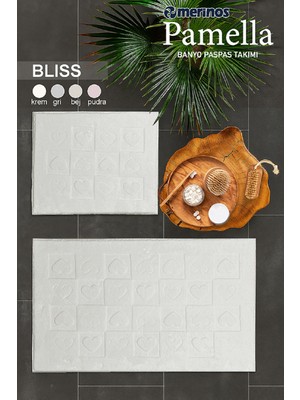 Merinos Pamella 2 Li Banyo Paspas Takımı Bliss Krem