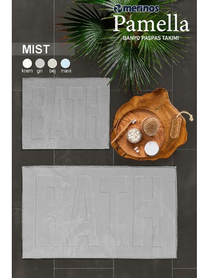 Merinos Pamella 2 Li Banyo Paspas Takımı Mist Gri