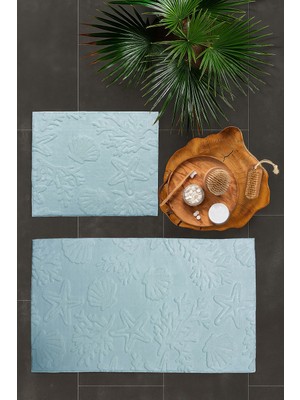 Merinos Pamella 2 Li Banyo Paspas Takımı Coral Mavi