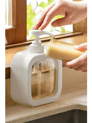 Gampus 1 Adet 500 ml Dikdörtgen Tezgah Üstü Sıvı Deterjanlık Banyo Mutfak Bulaşık Lavabo Sabunluk Banyo