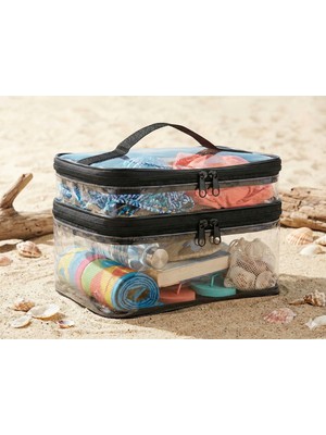 Arnee Şeffaf 2 Bölmeli Sıvı Geçirmez Plaj Çantası