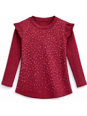 Mini Kanka Kız Çocuk Uzun Kollu Bluz – Fırfırlı, Desenli, Günlük Bluz
