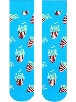 Carnaval Socks Popcorn Desenli Renkli Soket Çorap